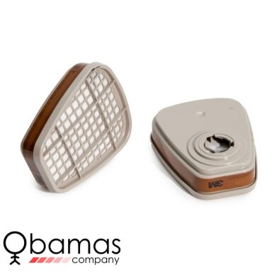 3M 6055 A2 angliniai filtrai organinėms dujoms ir garams, pora 3M 6055 A2 angliniai filtrai organinėms dujoms ir garams, pora