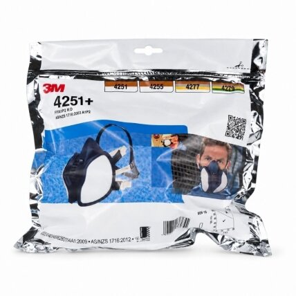 3M 4251+ daugkartinio naudojimo puskaukė su A1P2 filtrais