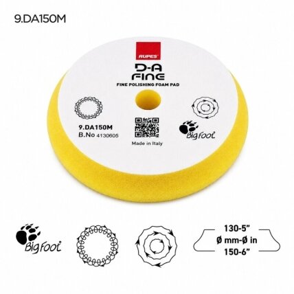 Żółta gąbka polerska RUPES High Performance D-A FINE 6
