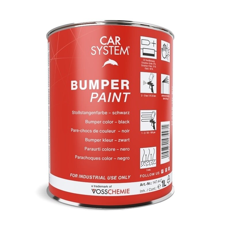 CARSYSTEM Bumper Paint struktūriniai plastiko dažai juodi 1 l