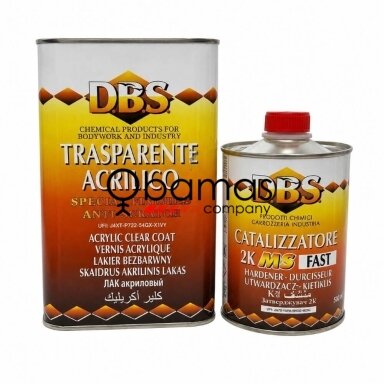 DBS 2K MS skaidrus akrilinis lakas 1 L + kietiklis 0,5 L