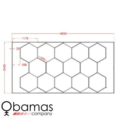 Hexagon LED korio apšvietimas 2440 x 4850 mm detailing studijai ir garažui Hexagon LED korio apšvietimas 2440 x 4850 mm detailing studijai ir garažui