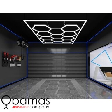 Hexagon LED korio apšvietimas 2440 x 4850 mm detailing studijai ir garažui Hexagon LED korio apšvietimas 2440 x 4850 mm detailing studijai ir garažui