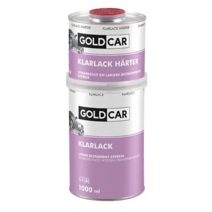 GOLDCAR EXPRESS szybkoschnący bezbarwny lakier akrylowy 2K HS 2:1 z utwardzaczem, 1,5 L