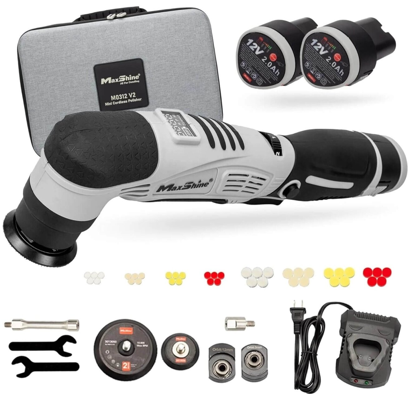 MaxShine M0312 V2 akumuliatorinė mini poliravimo mašinėlė DA/ROTARY