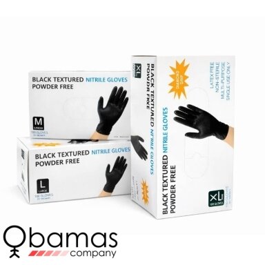 Nitrilo pirštinės Diamond Textured Black 100 vnt