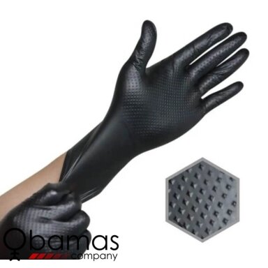 Nitrilo pirštinės Diamond Textured Black 100 vnt