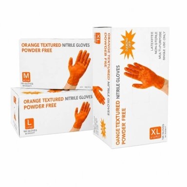 Nitrilo pirštinės Diamond Textured ORANGE – 100 vnt.