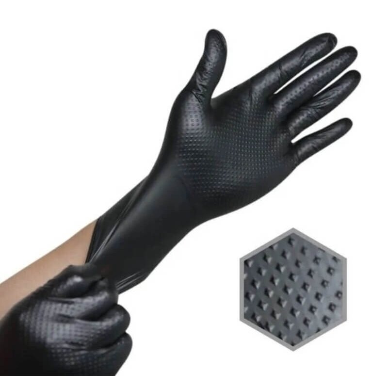 Nitrilo pirštinės Diamond Textured Black 100 vnt 1