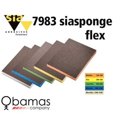 SIA 7983 siasponge flex dvipusė šlifavimo kempinėlė 98 x 120 x 13 mm