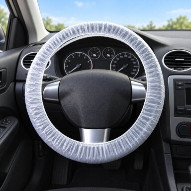 Vienkartiniai automobilio vairo užvalkalai su gumele, 55 cm