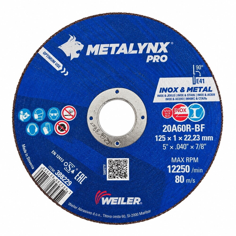 WEILER METALYNX PRO INOX & METAL pjovimo diskas 125 × 1 × 22,23 mm
