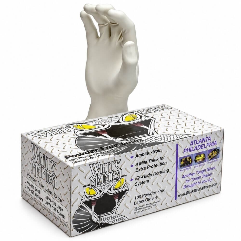 WHITE MAMBA solvent-resistant latex gloves, 100 pcs.